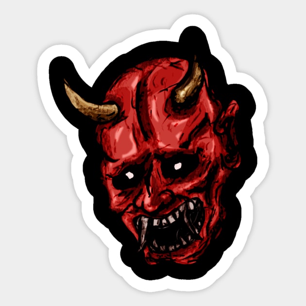 Kabuki Mask 1 (RED) Sticker by fixedthor